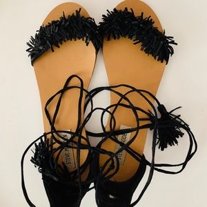 Steve Madden Black Ankle Wrap Sandals